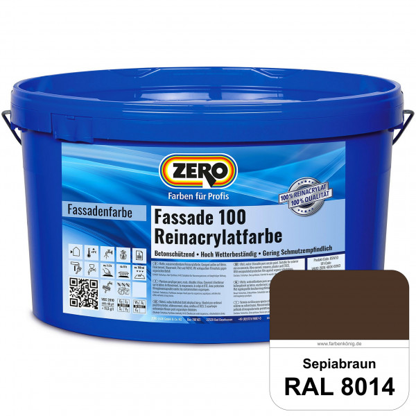 Fassade 100 Reinacrylatfarbe (RAL 8014 Sepiabraun)