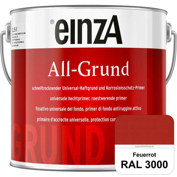 einzA All-Grund (RAL 3000 Feuerrot) Schnelltrocknender Haftgrund & Korrosionsschutz-Primer