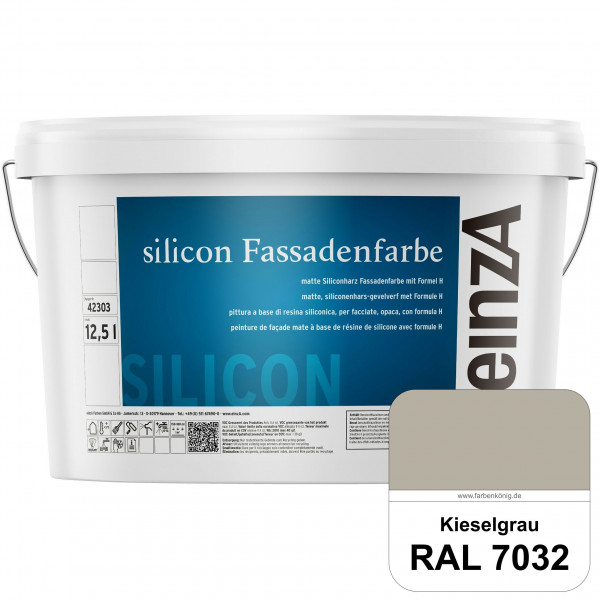 einzA silicon Fassadenfarbe (RAL 7032 Kieselgrau) Hochwertige Siliconharz-Fassadenfarbe