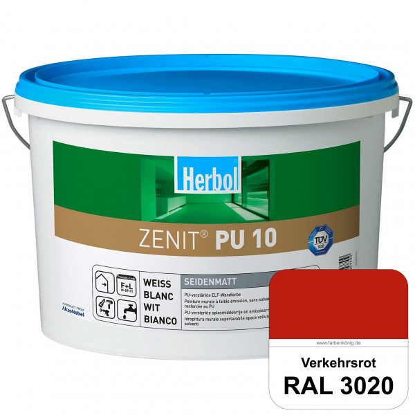 Zenit PU 10 (RAL 3020 Verkehrsrot) seidenmatte und strapazierfähige PU-Wandfarbe