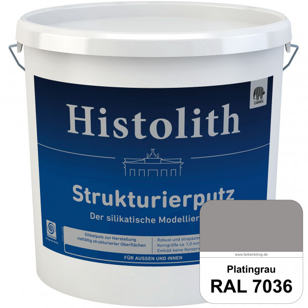 Histolith Strukturierputz (RAL 7036 Platingrau) Der silikatische Modellierputz für Außen & Innen