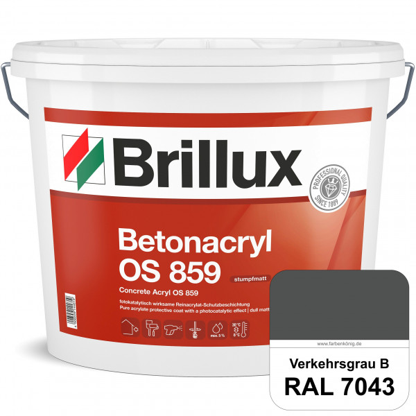 Betonacryl OS 859 (RAL 7043 Verkehrsgrau B) Wetterbeständige Schutzbeschichtung für Betonflächen (Au