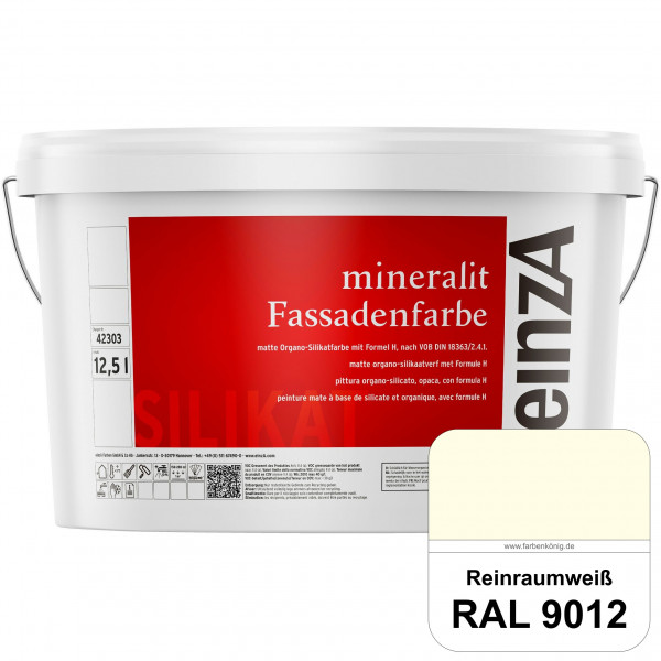 einzA mineralit Fassadenfarbe (RAL 9012 Reinraumweiß) wetterbeständige & streichfertige Silikatfarbe