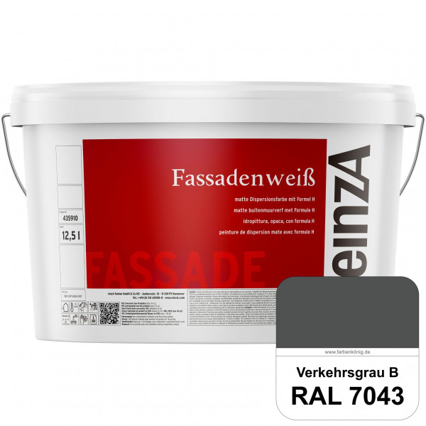 einzA Fassadenweiß (RAL 7043 Verkehrsgrau B) Sil-Fassadenfarbe gegen Schmutz & Vergrünung