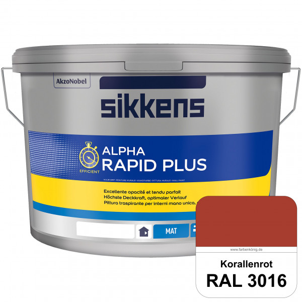 Alpha Rapid Plus (RAL 3016 Korallenrot) Hochwertige & stumpfmatte Wandfarbe für mittlere Belastungen
