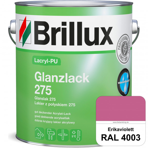 Lacryl-PU Glanzlack 275 (RAL 4003 Erikaviolett) Glänzender Lack (wasserbasiert) für z. B. Holz, Zink