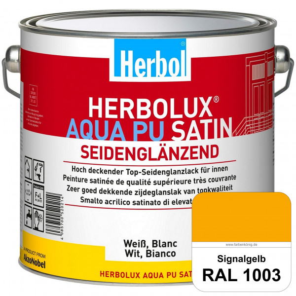 Herbolux Aqua PU Satin (RAL 1003 Signalgelb) Wasserverdünnbarer Top-PU-Seidenglanzlack (Innen)