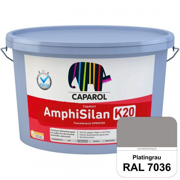 Capatect AmphiSilan Fassadenputz K 20 Winter/SPRINTER (RAL 7036 Platingrau) Verarbeitungsfertiger Si