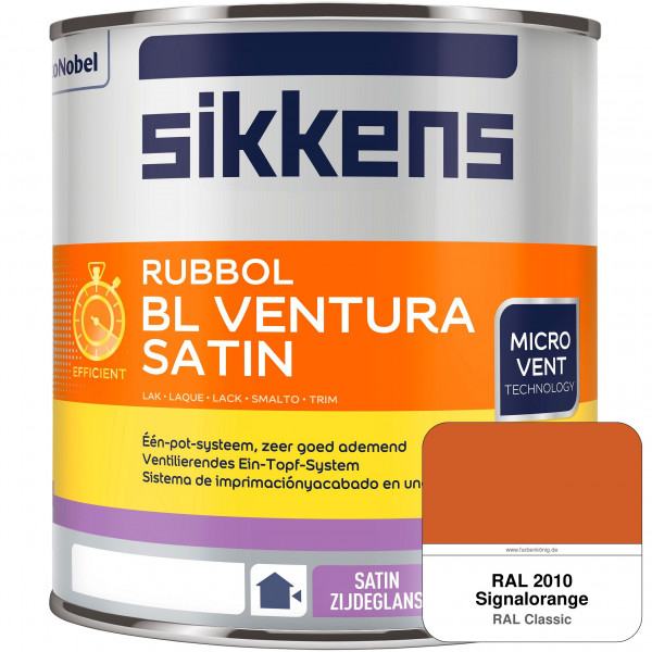 Rubbol BL Ventura Satin NEU (RAL 2010 Signalorange) Seidenglanzlack (wasserbasiert) Fenster außen