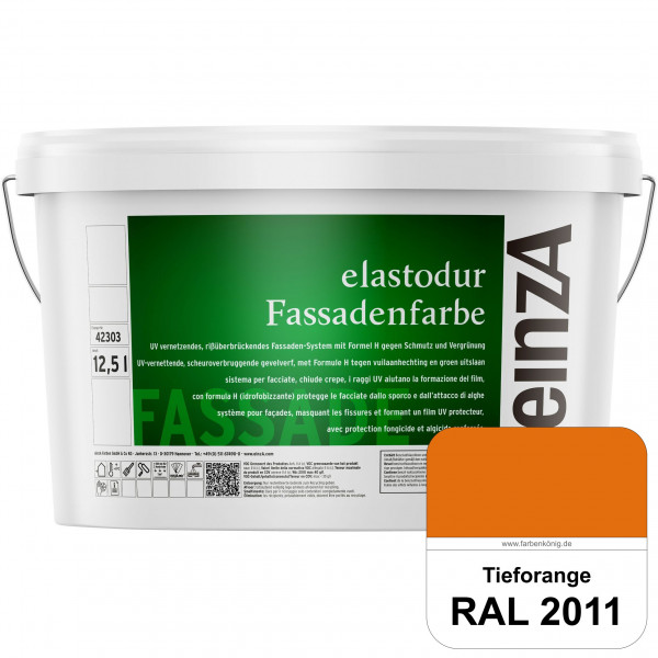einzA elastodur Fassadenfarbe (RAL 2011 Tieforange) UV-vernetzendes & rissüberbrückendes Fassadenfar