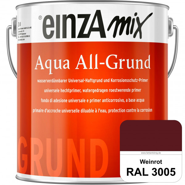 einzA Aqua All-Grund (RAL 3005 Weinrot) Wasserverdünnbarer Haftgrund & Korrosionsschutz-Primer