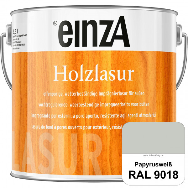 einzA Holzlasur (RAL 9018 Papyrusweiß) Offenporige Imprägnierlasur für Außen-Holzbauteile