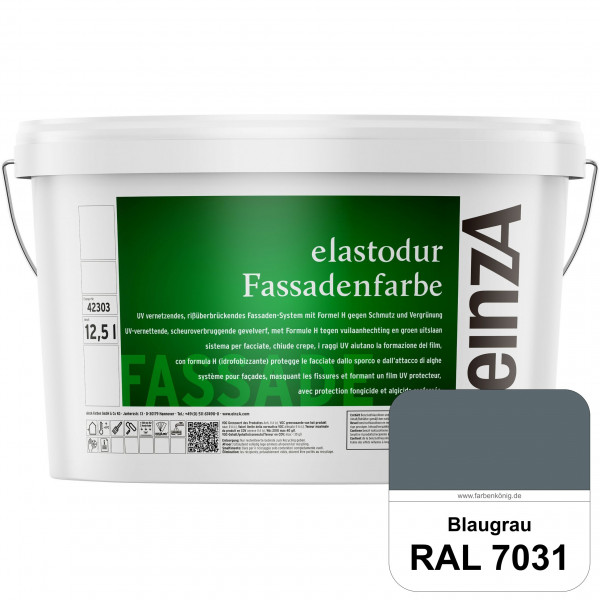 einzA elastodur Fassadenfarbe (RAL 7031 Blaugrau) UV-vernetzendes & rissüberbrückendes Fassadenfarbe