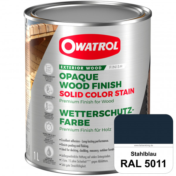 Solid Color Stain (RAL 5011 Stahlblau) deckende und matte Wetterschutzfarbe außen