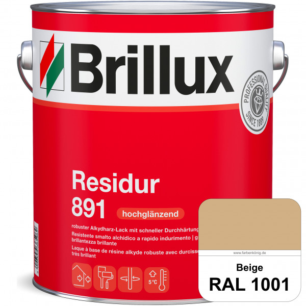 Residur 891 (RAL 1001 Beige) widerstandsfähige, schnell trocknender Lack für grundierte Metallbautei