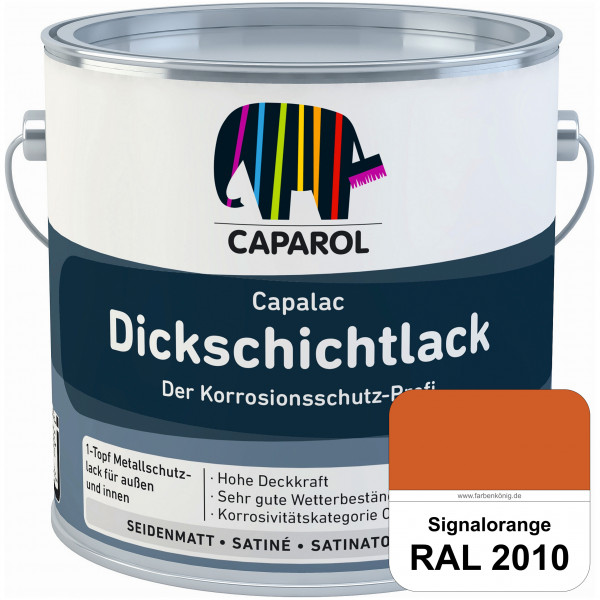 Capalac Dickschichtlack (RAL 2010 Signalorange) 1-Topf Metallschutzlack (löselmittelhaltig) innen &