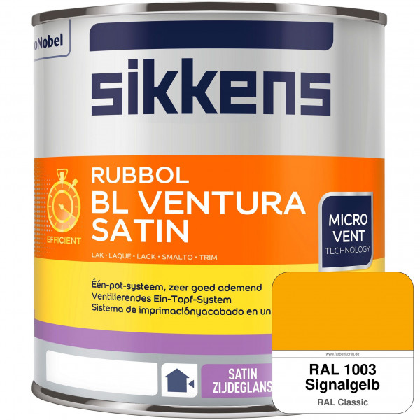 Rubbol BL Ventura Satin NEU (RAL 1003 Signalgelb) Seidenglanzlack (wasserbasiert) Fenster außen