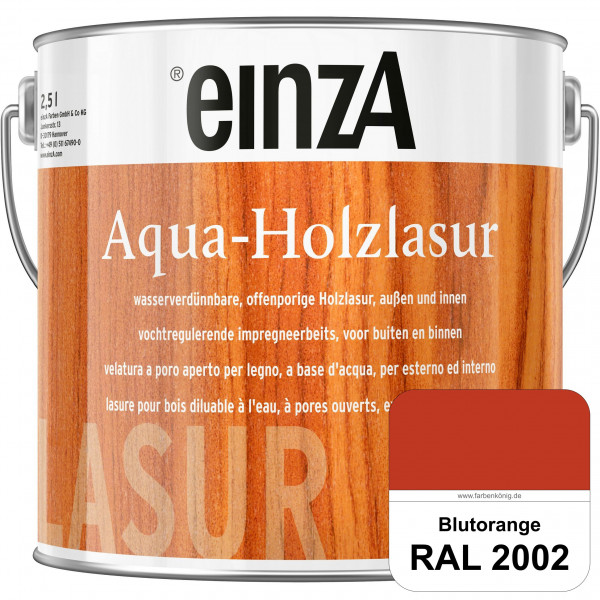 einzA Aqua-Holzlasur (RAL 2002 Blutorange) wasserverdünnbare offenporige Holzlasur für Holzbauteile
