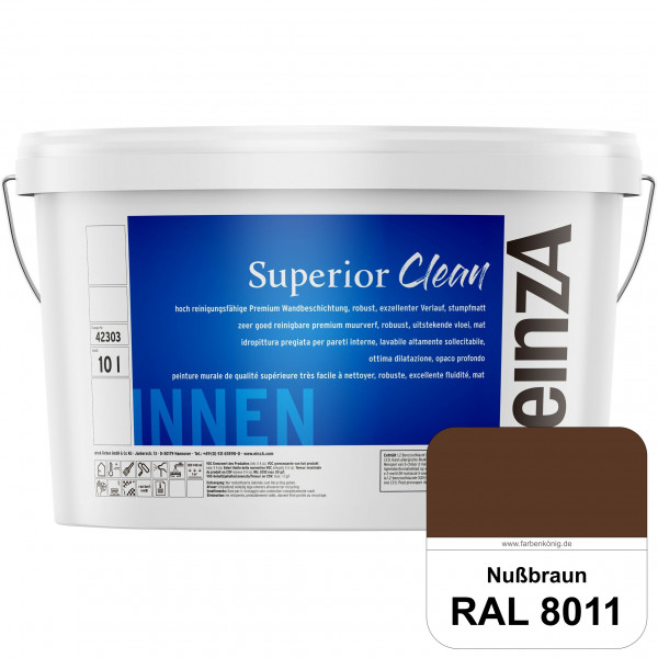 einzA Superior Clean (RAL 8011 Nussbraun) Hoch reinigungsfähige, stumpfmatte Premium-Wandbeschichtun