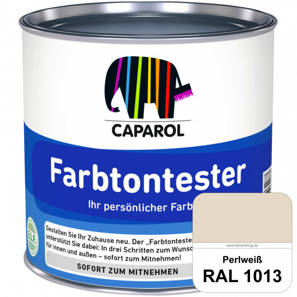 Farbtontester (RAL 1013 Perlweiß) Individuell abgetönte Dispersionsfarbe zum Anlegen von Farbtonmust