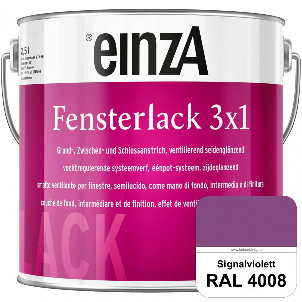 einzA Fensterlack 3 x 1 (RAL 4008 Signalviolett) wetterbeständiger & seidenglänzender Fensterlack
