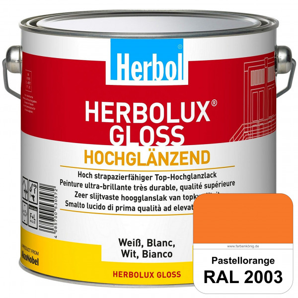 Herbolux Gloss (RAL 2003 Pastellorange) strapazierfähiger Top-Hochglanzlack (lösemittelhaltig) für i