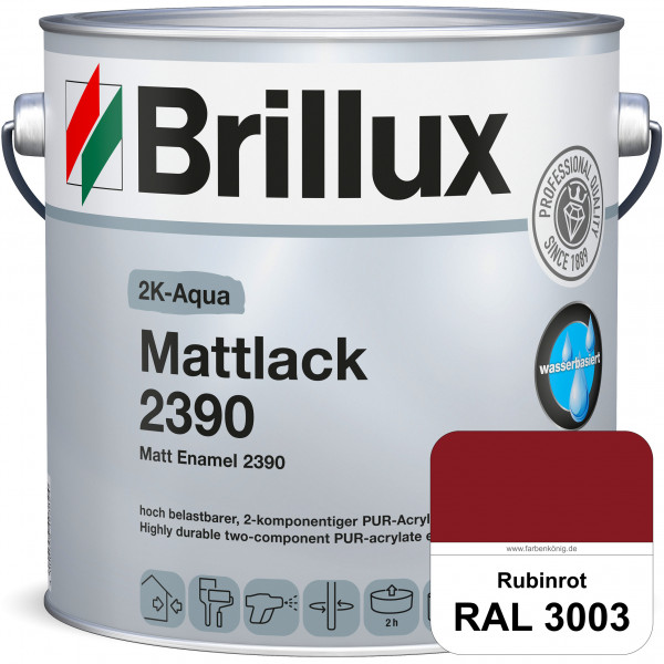 2K-Aqua Mattlack 2390 (RAL 3003 Rubinrot) mechanisch und chemisch hoch belastbar für außen & innen