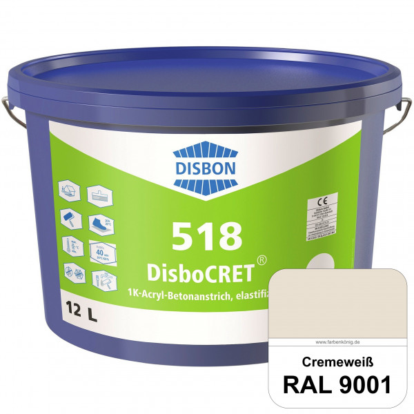 DisboCRET 518 1K-Acryl-Betonanstrich, elastifiziert (RAL 9001 Cremeweiß) Tieftemperaturelastischer,
