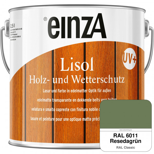 einzA Lisol Holz- und Wetterschutz Lasur und Farbe (RAL 6011 Resedagrün)