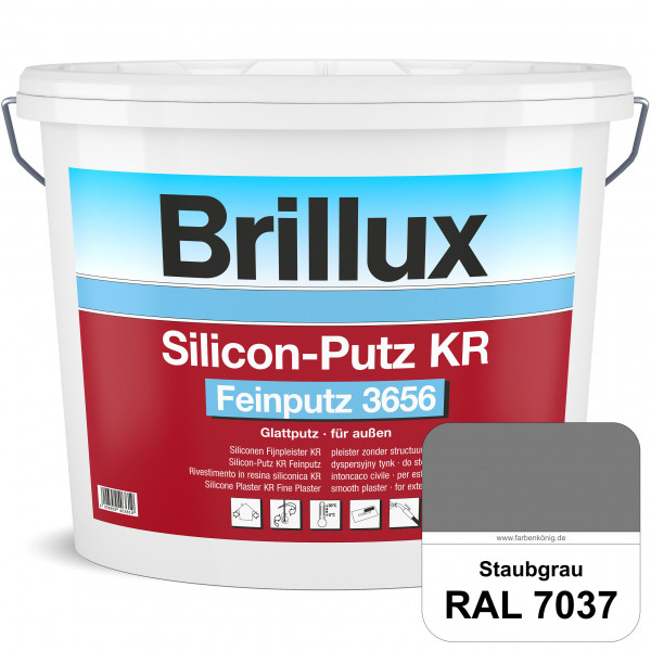 Silicon-Putz KR Feinputz 3656 (RAL 7037 Staubgrau) Glattputz , verarbeitungsfertig, perfekte Wasserd