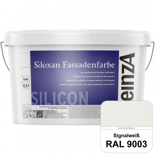 einzA Siloxan Fassadenfarbe (RAL 9003 Signalweiß) Siliconvergütete Fassadenfarbe