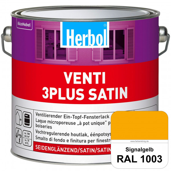 Venti 3Plus Satin (RAL 1003 Signalgelb) feuchtigkeitregulierender & seidenglänzender Ein-Topf-Fenste