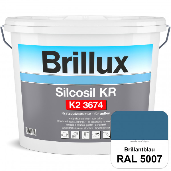 Silcosil KR K2 3674 (RAL 5007 Brillantblau) siliconverstärkter Dekorputz, Kratzputzstruktur, wetterb
