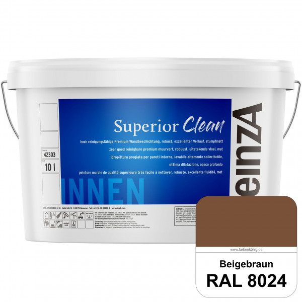 einzA Superior Clean (RAL 8024 Beigebraun) Hoch reinigungsfähige, stumpfmatte Premium-Wandbeschichtu