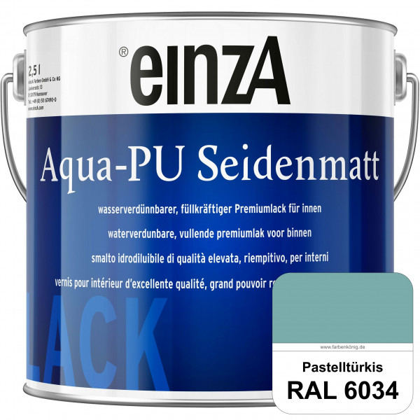 einzA Aqua-PU seidenmatt (RAL 6034 Pastelltürkis) wasserverdünnbarer Premiumlack für innen