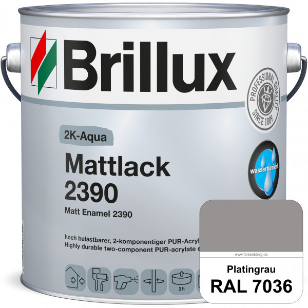 2K-Aqua Mattlack 2390 (RAL 7036 Platingrau) mechanisch und chemisch hoch belastbar für außen & innen