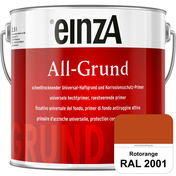 einzA All-Grund (RAL 2001 Rotorange) Schnelltrocknender Haftgrund & Korrosionsschutz-Primer