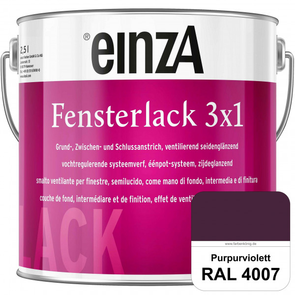 einzA Fensterlack 3 x 1 (RAL 4007 Purpurviolett) wetterbeständiger & seidenglänzender Fensterlack