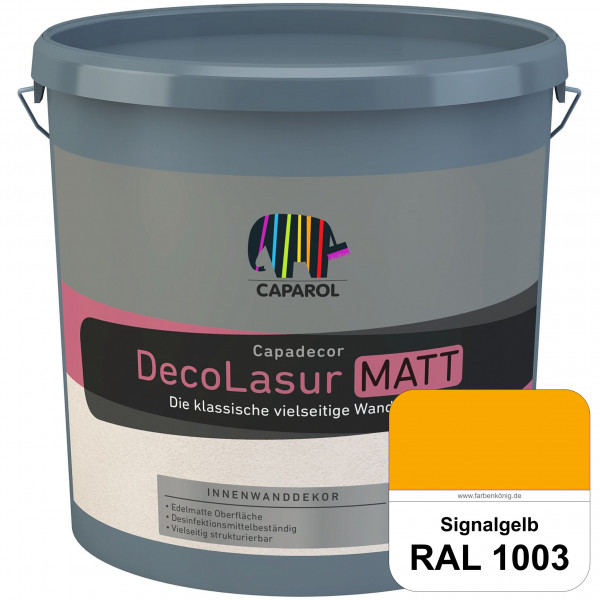 Capadecor DecoLasur Matt (RAL 1003 Signalgelb) Matte Lasurfarbe auf Dispersionsbasis (innen)