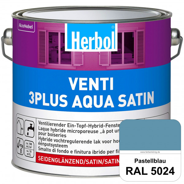 Venti 3Plus Aqua Satin (RAL 5024 Pastellblau) wasserbasierter & feuchtigkeitregulierender Ein-Topf-F