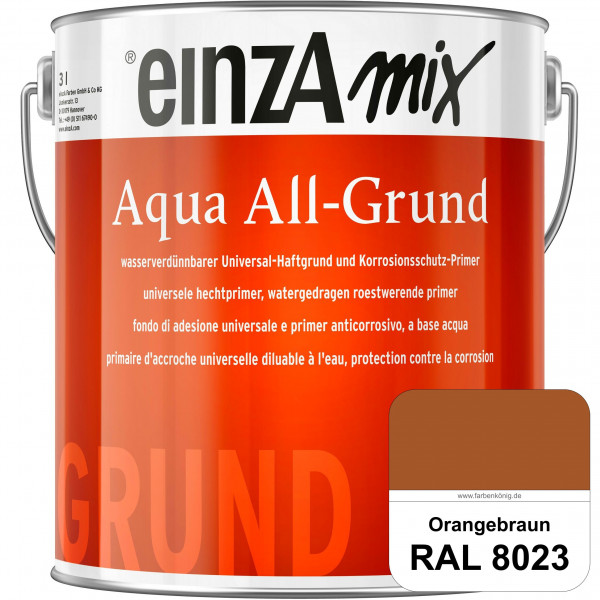 einzA Aqua All-Grund (RAL 8023 Orangebraun) Wasserverdünnbarer Haftgrund & Korrosionsschutz-Primer