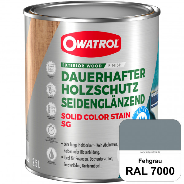 Solid Color Stain SG (RAL 7000 Fehgrau) deckende und seidenglänzende Wetterschutzfarbe außen