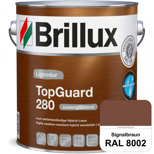 TopGuard 280 (RAL 8002 Signalbraun) wasserbasierte, wetterbeständige und seidenglänzende Hybridlasur