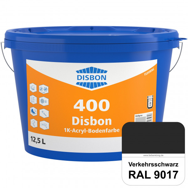 Disbon 400 1K-Acryl-Bodenfarbe (RAL 9017 Verkehrsschwarz) Dispersionsbeschichtung für mineralische B