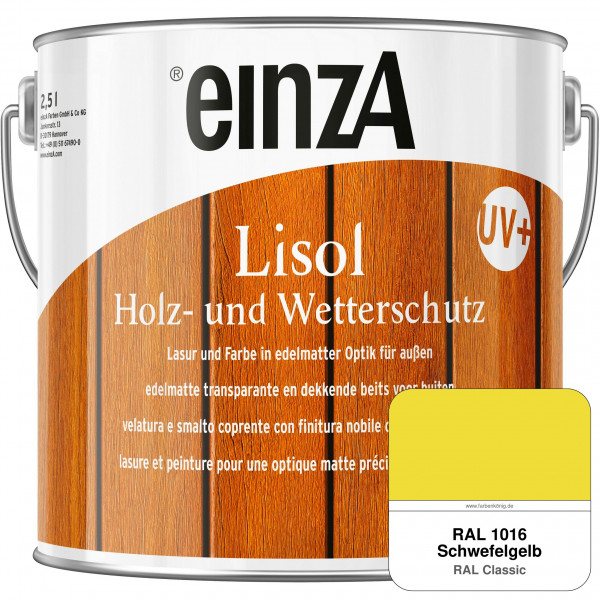 einzA Lisol Holz- und Wetterschutz Lasur und Farbe (RAL 1016 Schwefelgelb)