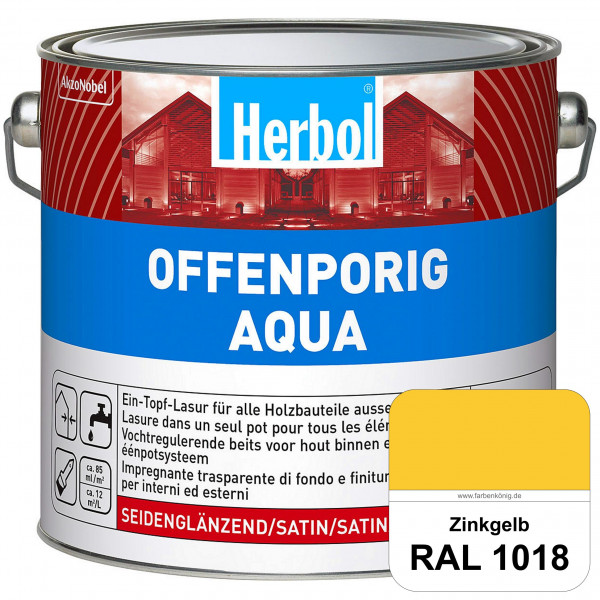 Offenporig Aqua (RAL 1018 Zinkgelb) Wasserverdünnbar & hochwertige Ein-Topf-Holzlasur - Feuchteschut