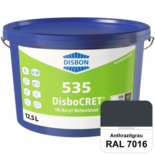 DisboCRET 535 1K-Acryl-Betonlasur (RAL 7016 Anthrazitgrau) Schutzbeschichtung für Beton im Außenbere