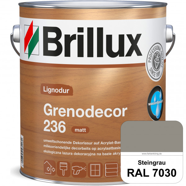 Grenodecor 236 (RAL 7030 Steingrau) Umwelt- und gesundheitsschonende, diffusionsfähige Dekorlasur mi