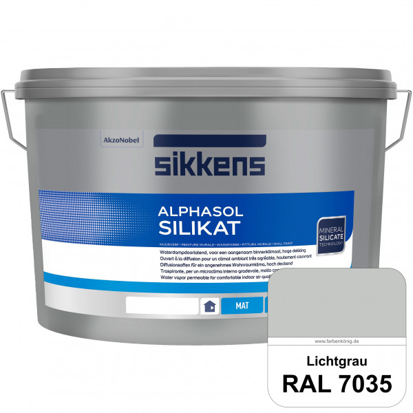 Alphasol Silikat (RAL 7035 Lichtgrau) Extrem matte Premium Wandfarbe auf SOL-Silikatbasis