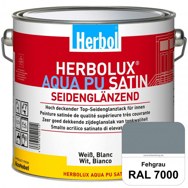 Herbolux Aqua PU Satin (RAL 7000 Fehgrau) Wasserverdünnbarer Top-PU-Seidenglanzlack (Innen)